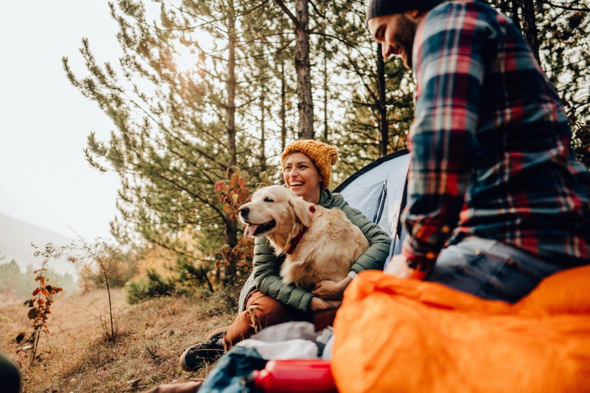 out camping
