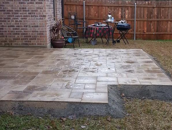 Beau Monde installed a raised paver patio with small concrete step, Lafayette, LA