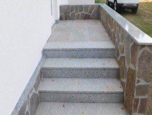 Treppe Mauer Granit Naturstein