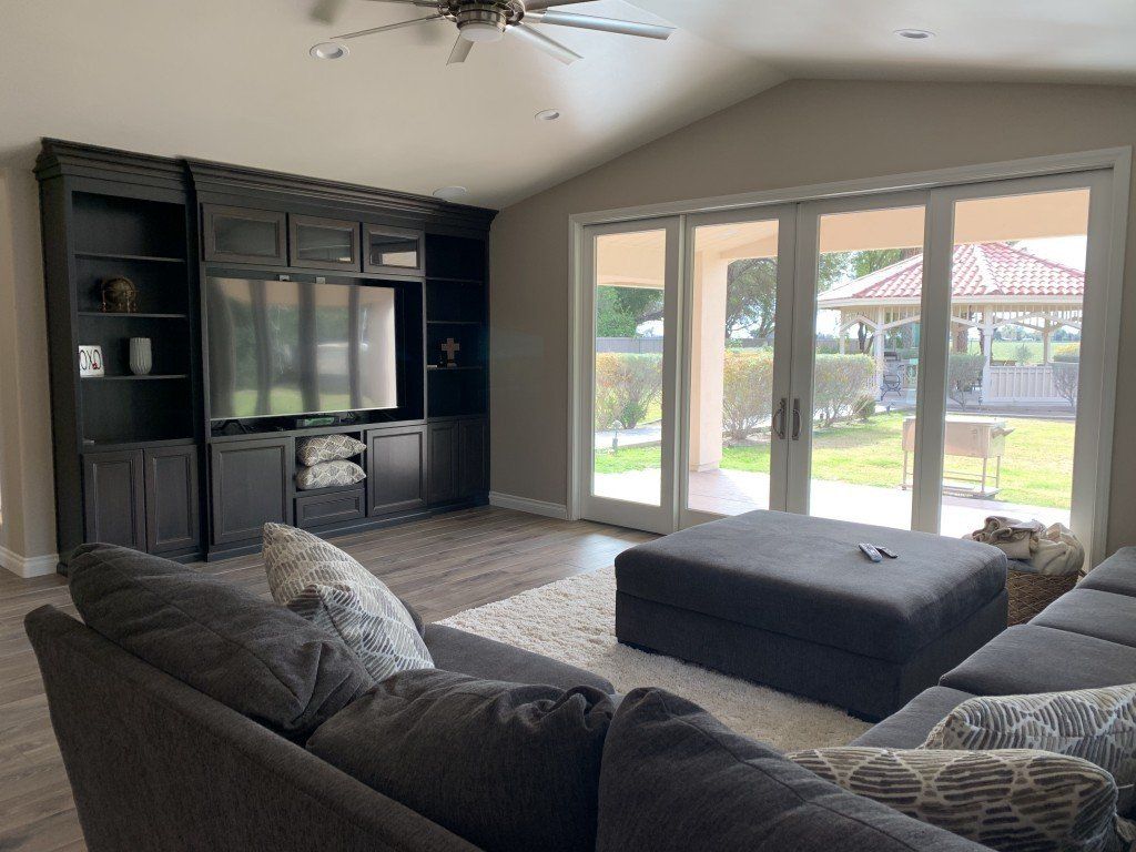 Living Room with Smart TV on Custom Cabinet Shelf — Imperial, CA — NS Construction