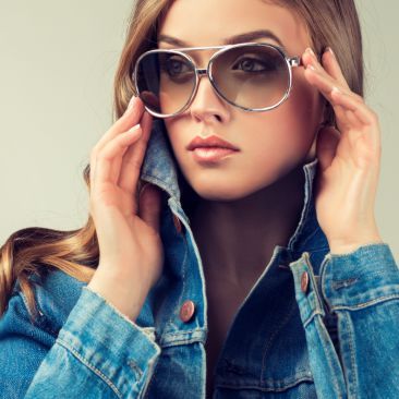 A lady wearing jeans jacket