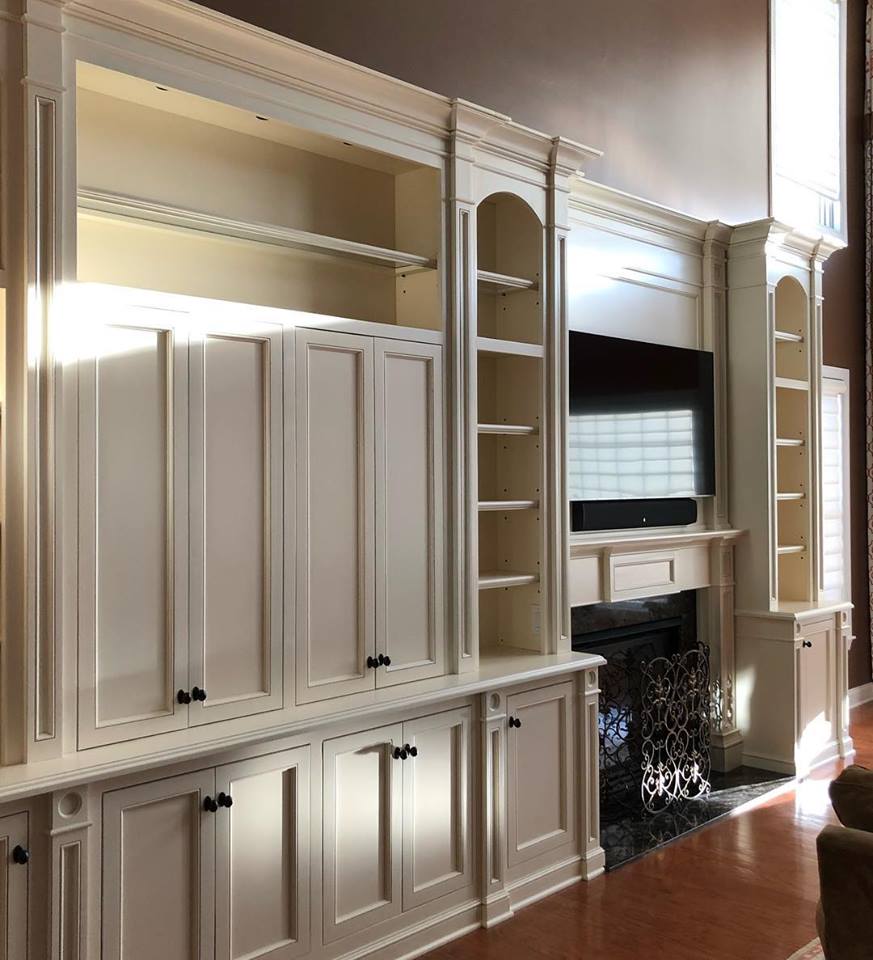 White Cabinet With Wide Television — Lakewood, NJ — Lardieri's Custom Woodworking Company