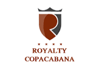 O logotipo da realeza copacabana é um escudo com uma coroa.