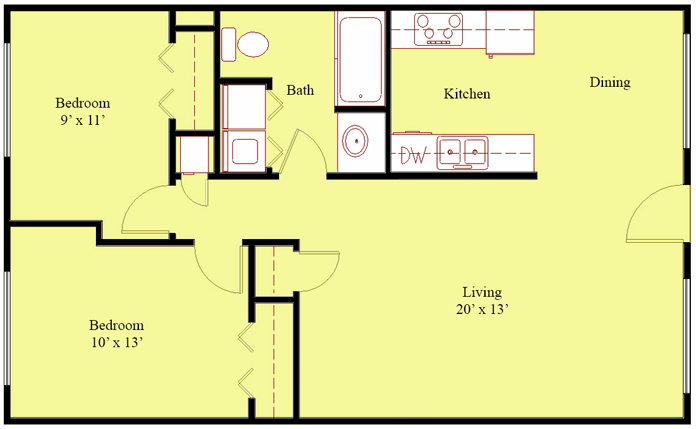 2 Bedroom Floorplan