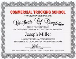 commercial trucking school certificate commercial trucking school certificate