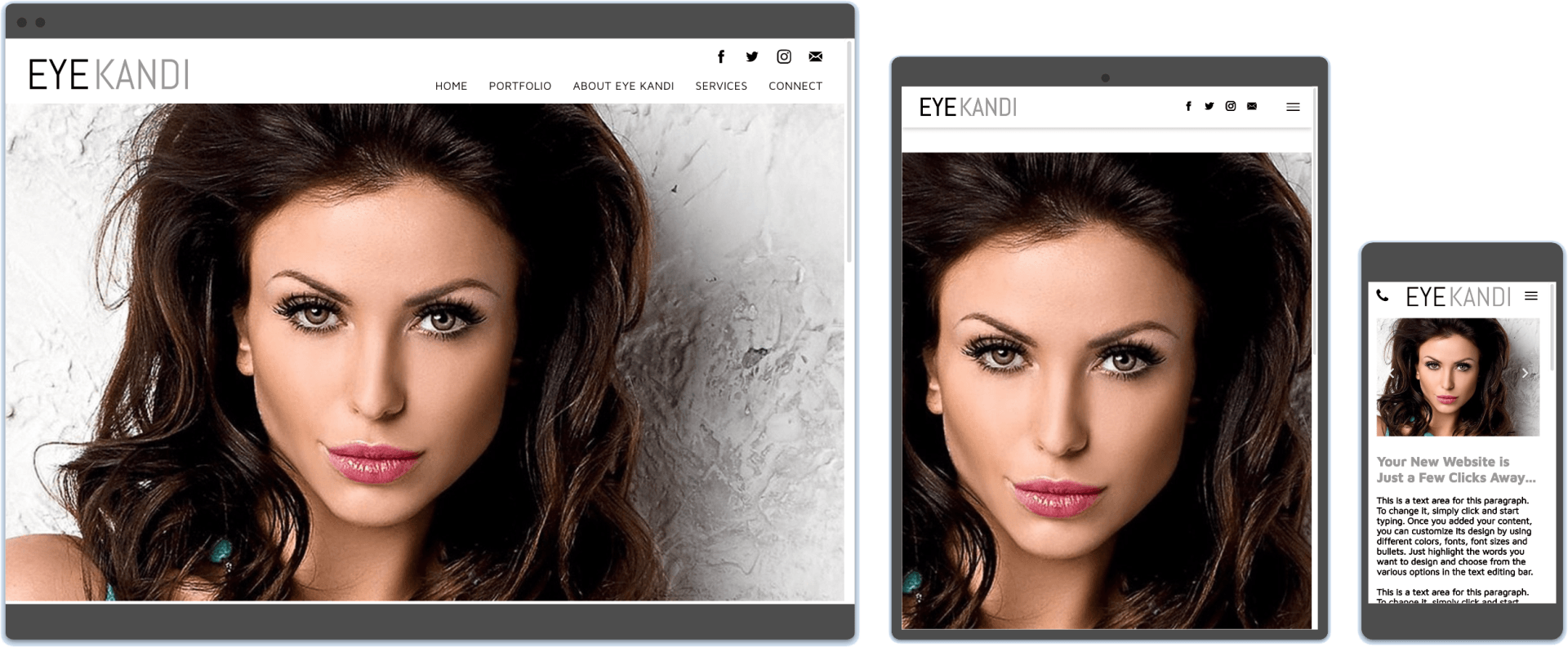 a woman 's face is displayed on a tablet and phone
