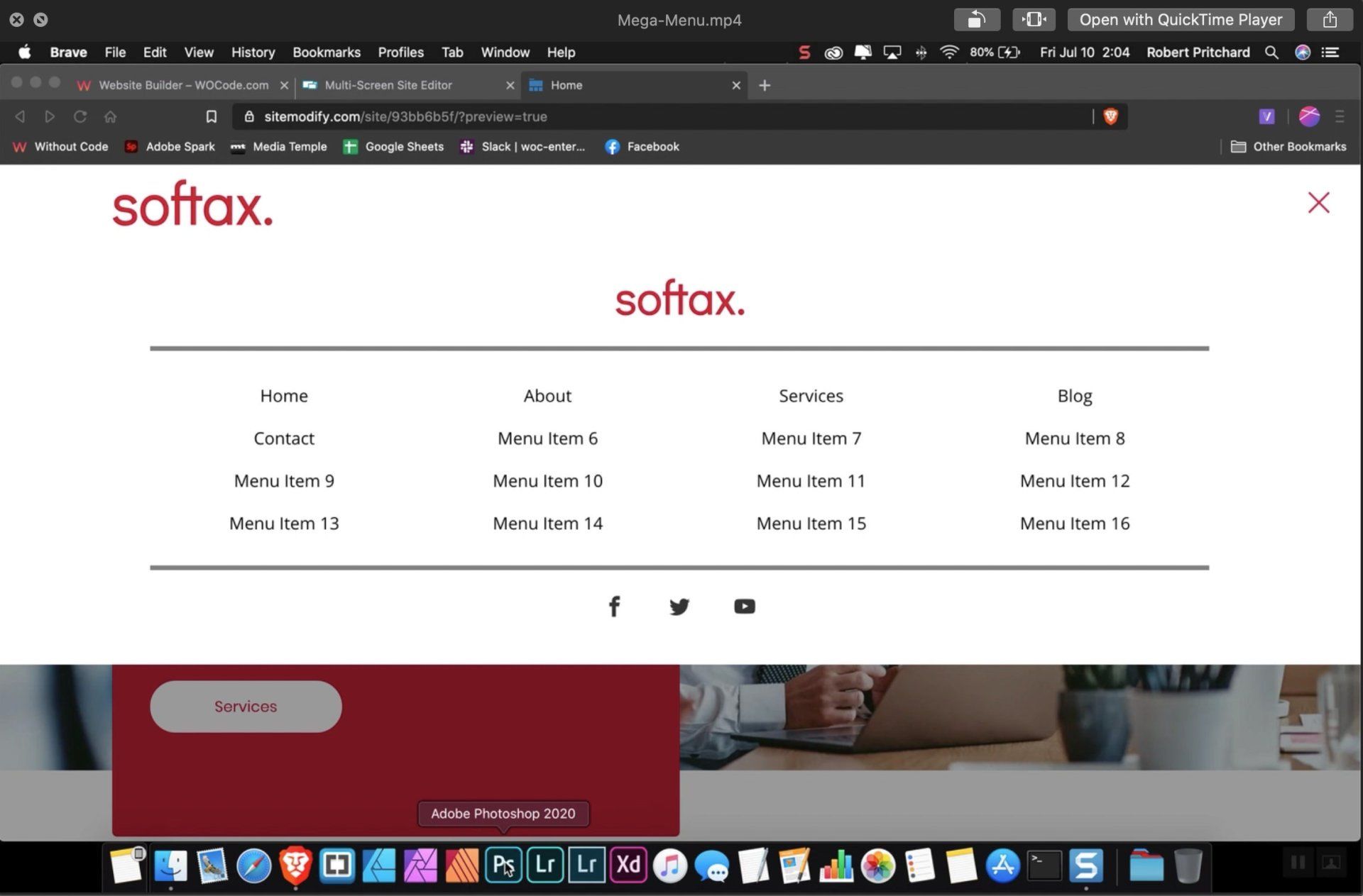 a computer screen shows a website called softax
