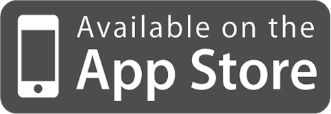 Available on the App Store button. Gray background, white text and phone icon.