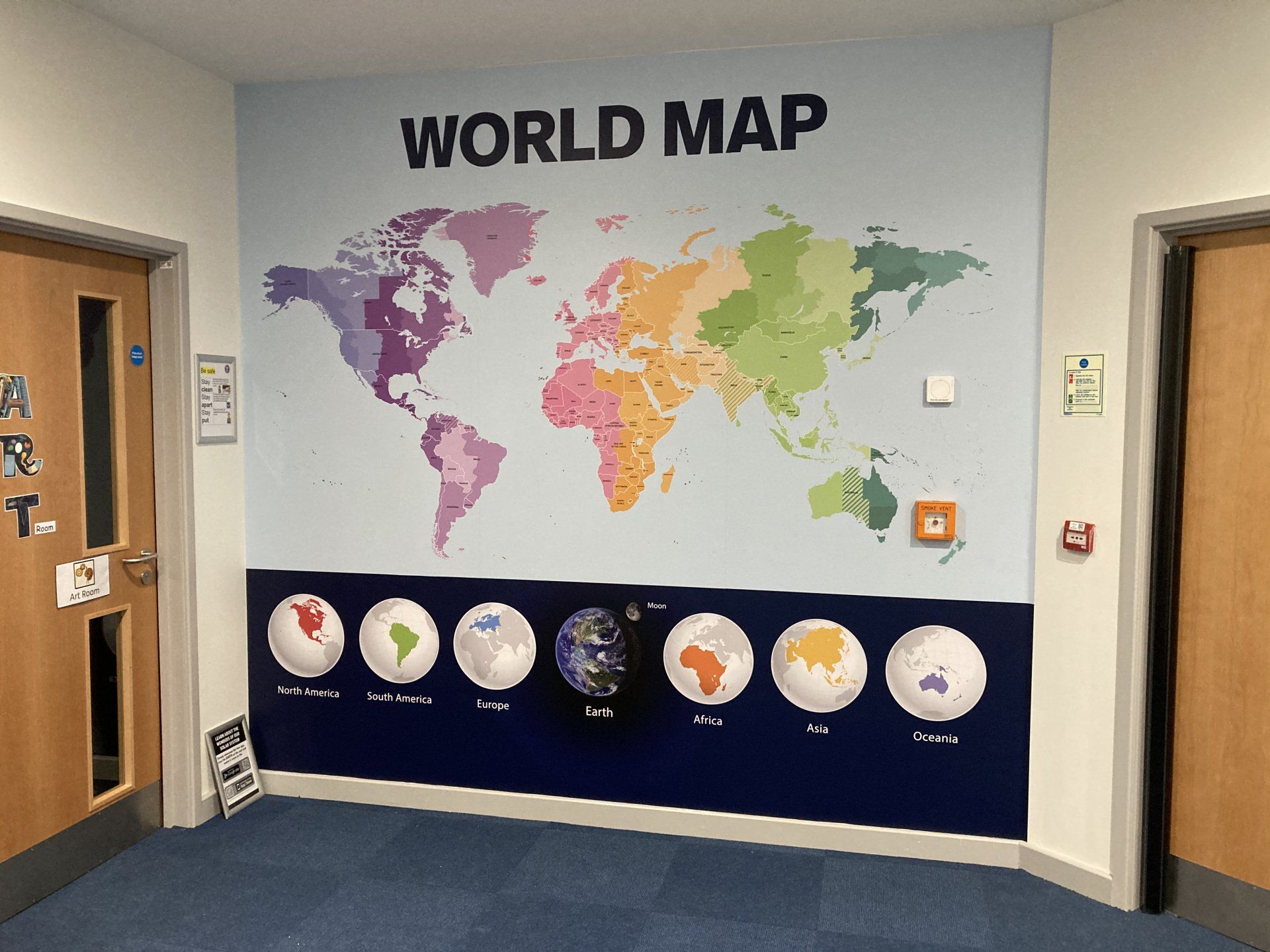 World map school wall graphics