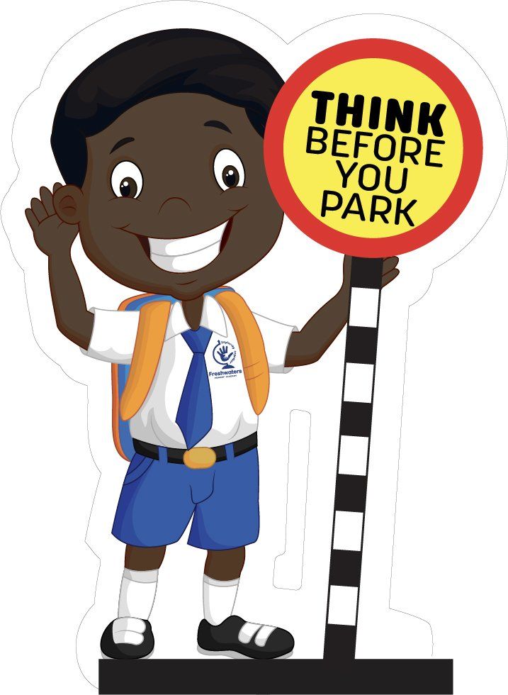 school parking sign character boy design
