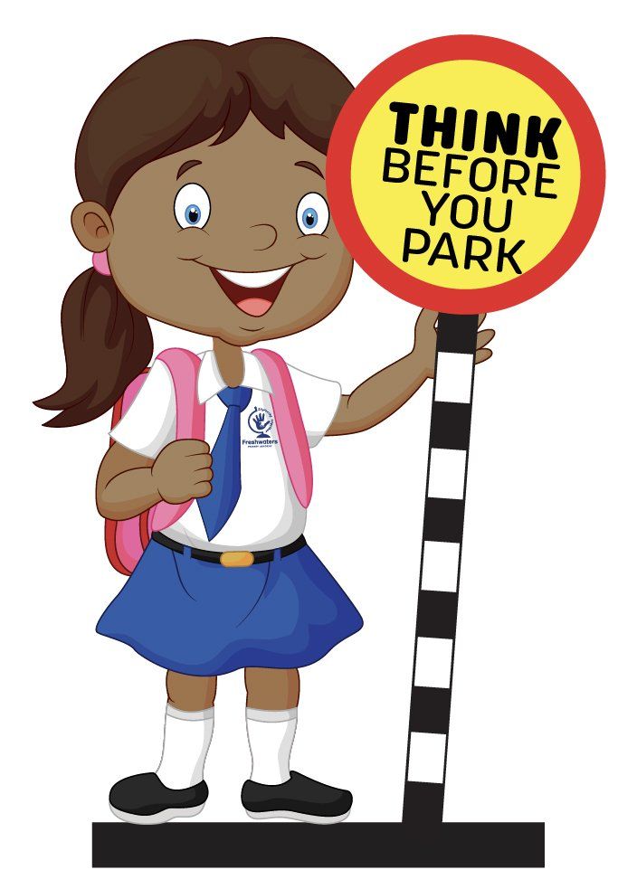 school parking sign character girl design
