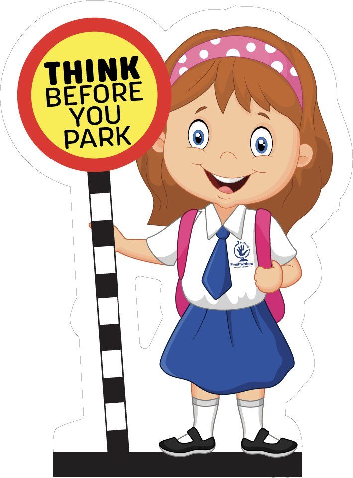 school parking sign character girl design
