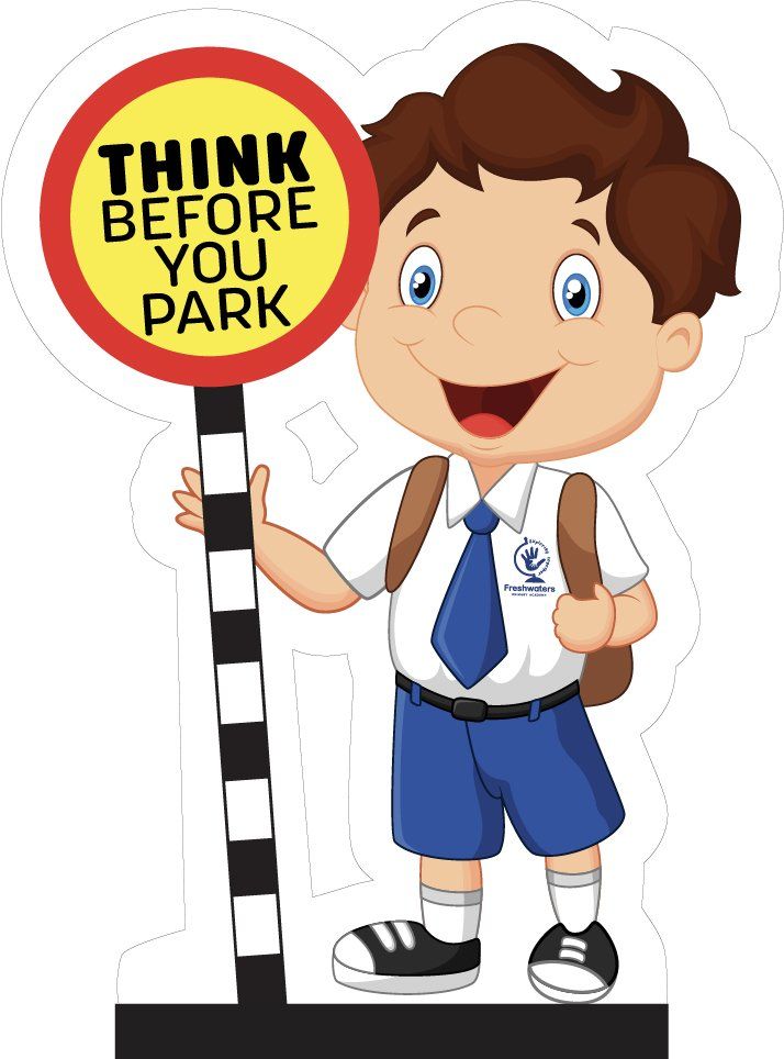 school parking sign character boy design