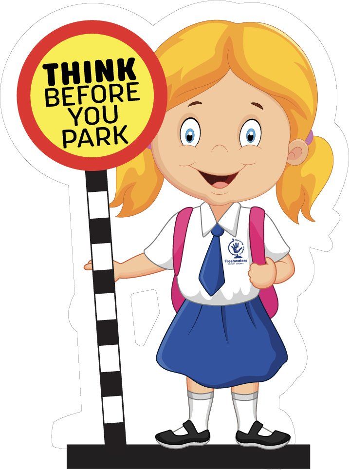 school parking sign character girl design
