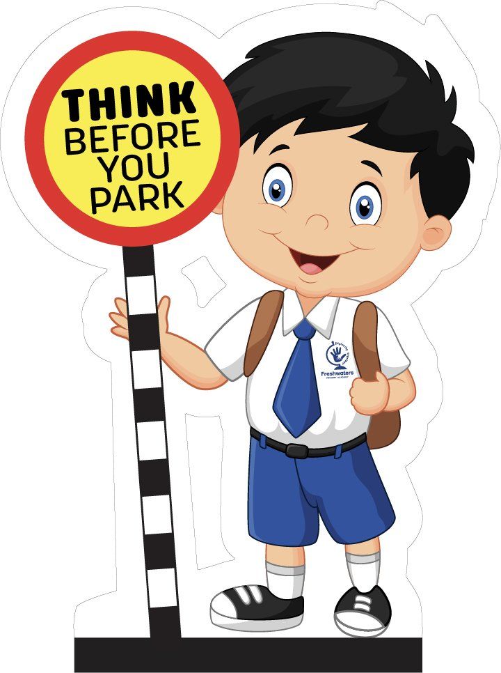 school parking sign character boy design

