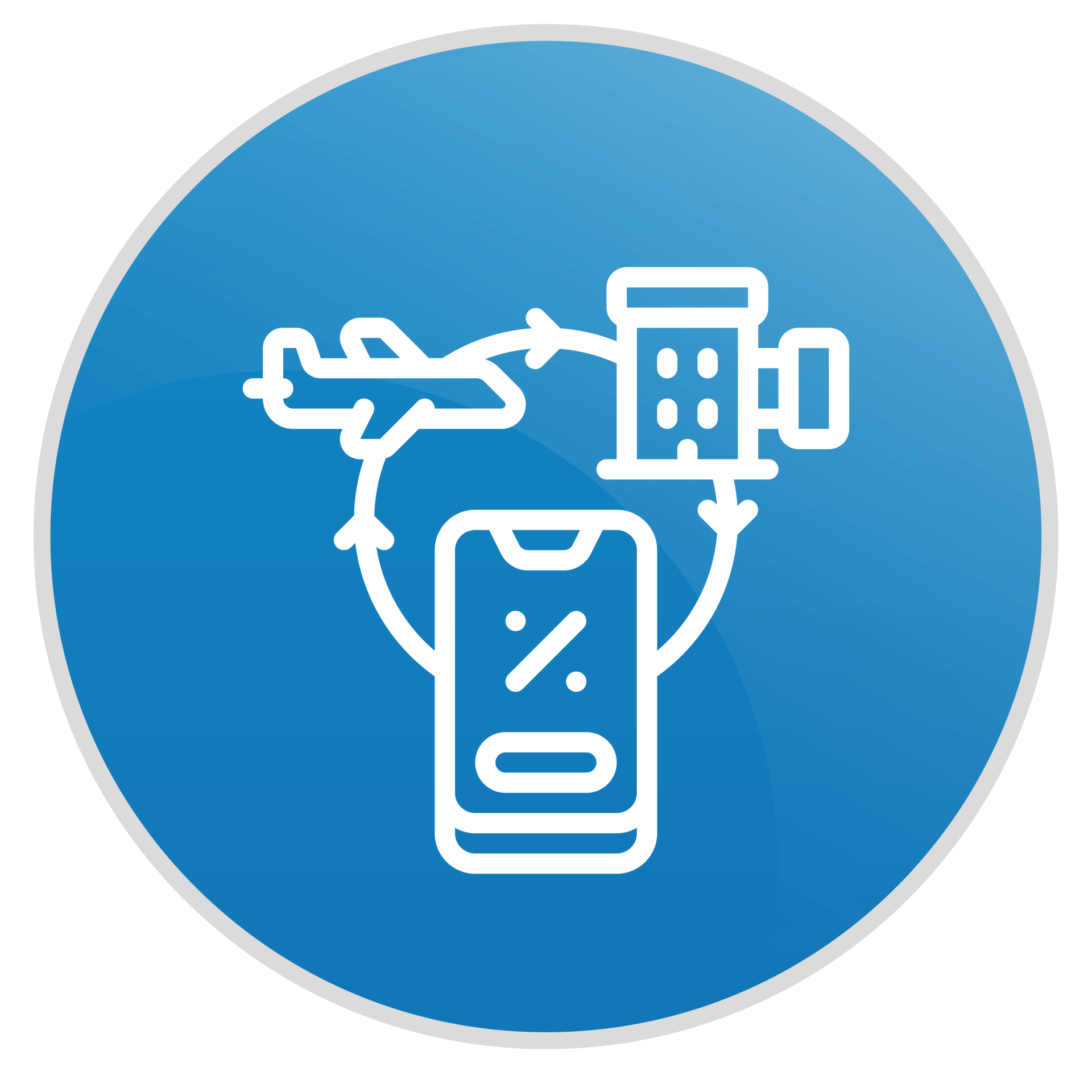 Logo de channel manager con un avión y un celular