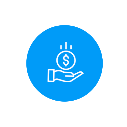 icono de mano sosteniendo signo pesos simulando comisiones competitivas
