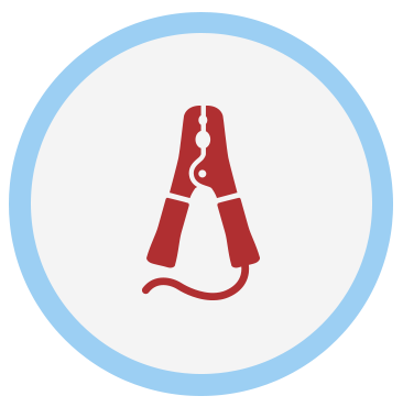 Round icon of battery jump start tool