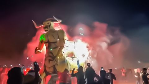 Bulls of fire pyrotechnic festival dangerous event