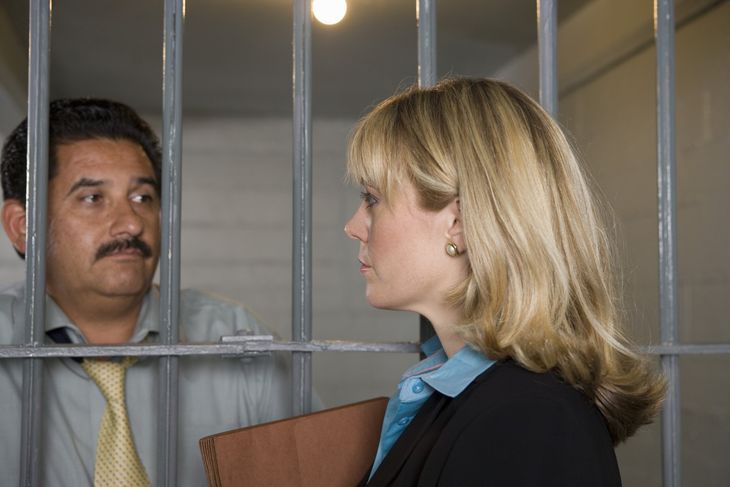 Lawyer with Client in Jail — Bail Bonds Service in Olympia, WA