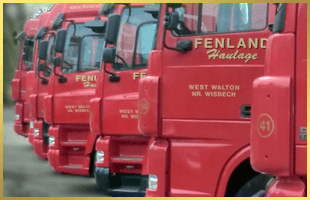 To speak to our haulage experts in Wisbech call Fenland Haulage & Storage Red haulage trucks lined up