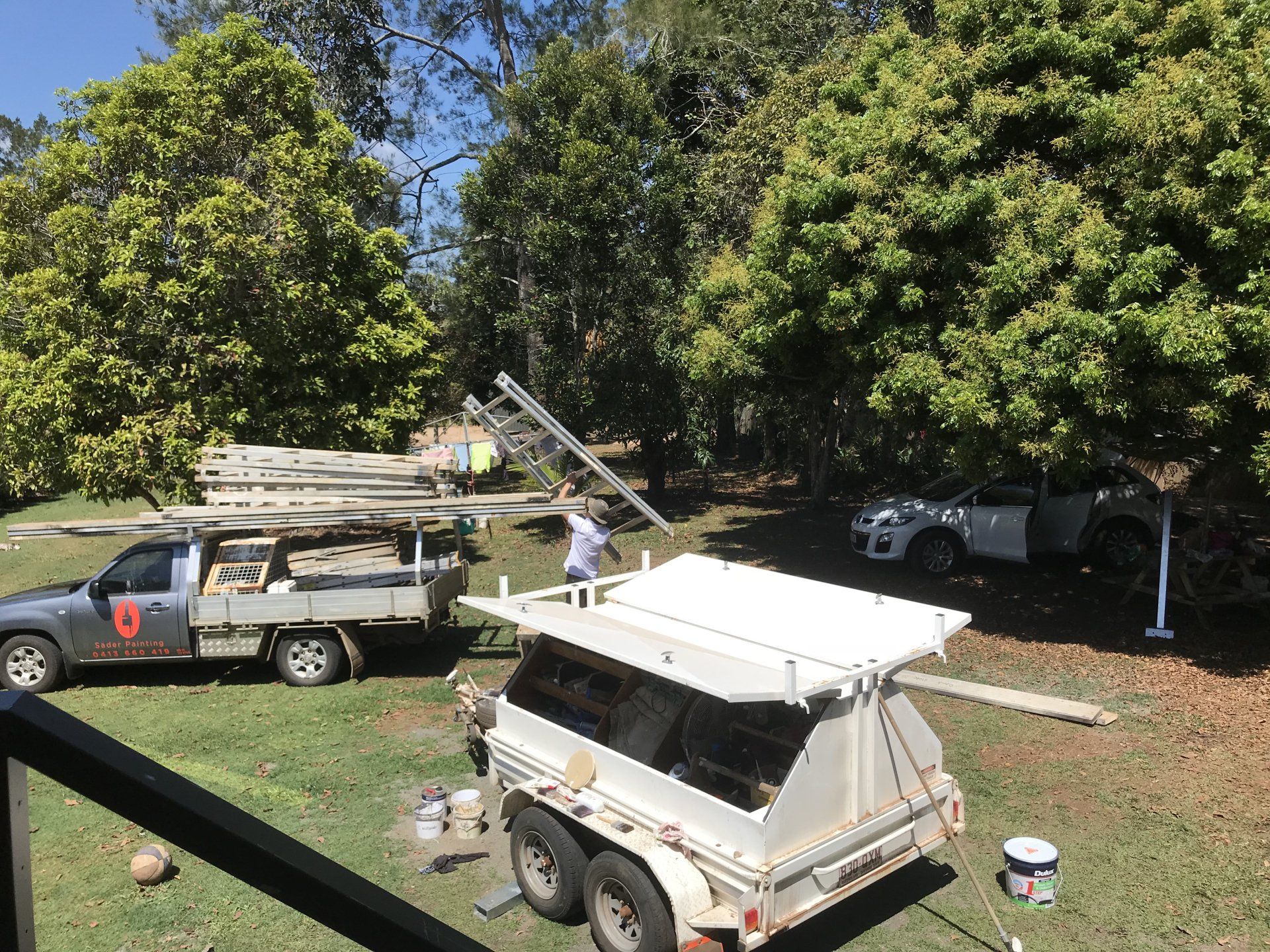 Wall with Unfinish Blue Paint — Painters in Tablelands, QLD