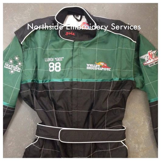 Embroidery done on sports wear