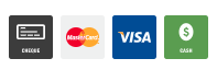 Modes de paiement : chèque, Mastercard, Visa et Cash App.