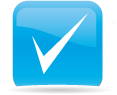 Blue square with white checkmark.