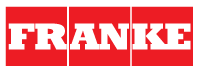 Inscription « FRANKE » en blanc sur fond rouge.
