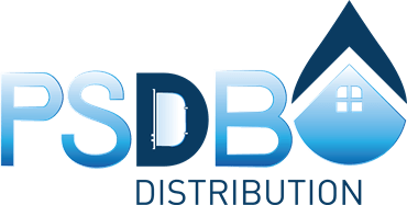 Logo de PSD B Distribution représentant une goutte d'eau contenant la silhouette d'une maison.