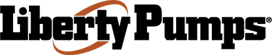 Logo de Liberty Pumps, présentant le nom de l'entreprise en caractères noirs gras avec un accent ovale orange.