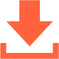 Orange downward arrow entering a square, indicating a download.