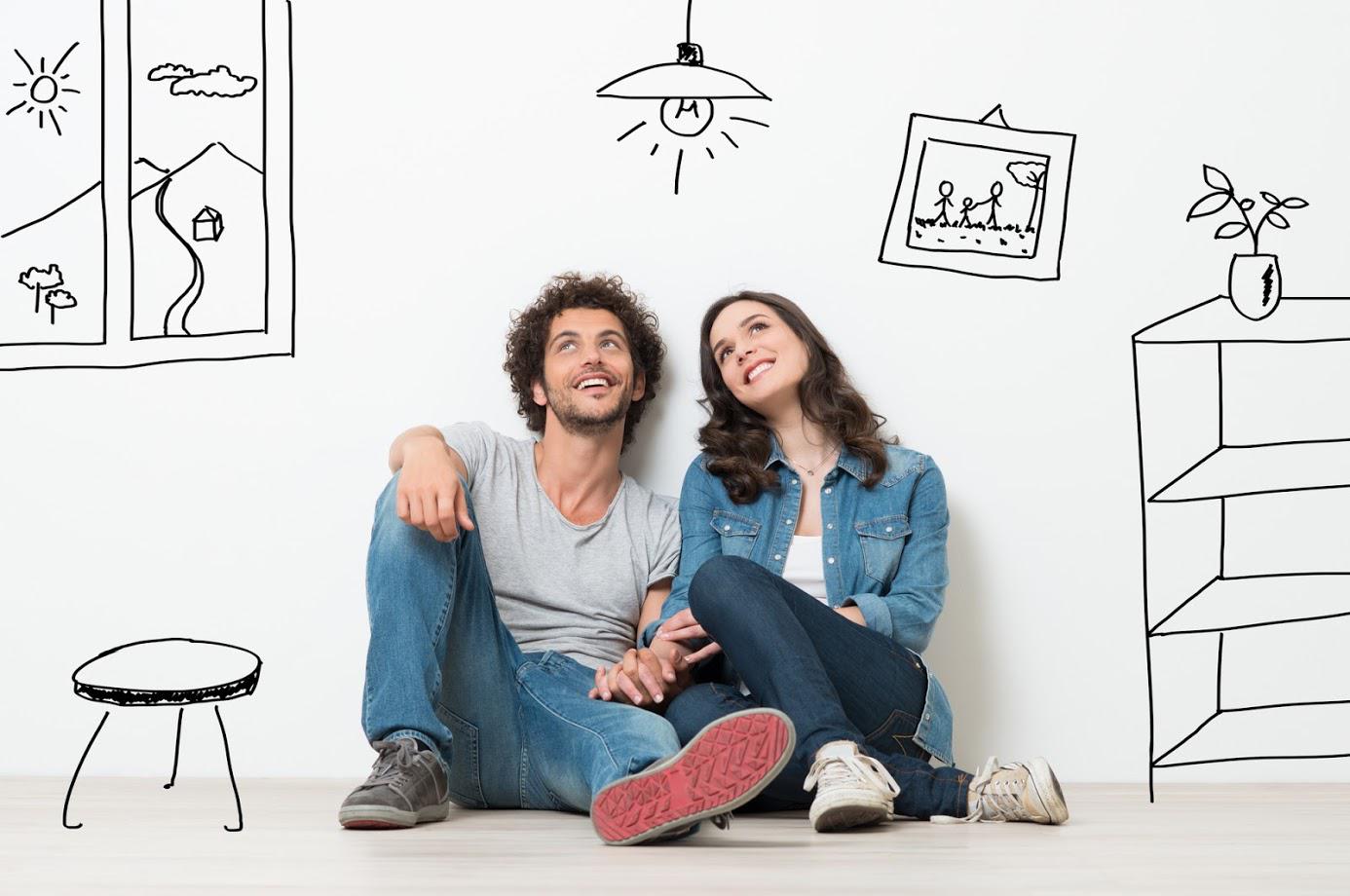 Apartment — Couple Imagining Their New Apartment's Design in Carpentersville, IL Apartment — Couple Imagining Their New Apartment's Design in Carpentersville, IL