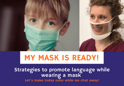 A boy wearing a mask next to a woman wearing a mask