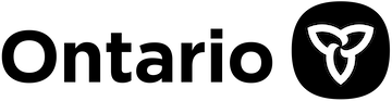 A black and white logo for ontario with a heart in a circle.