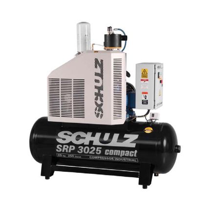 A schulz air compressor is shown on a white background
