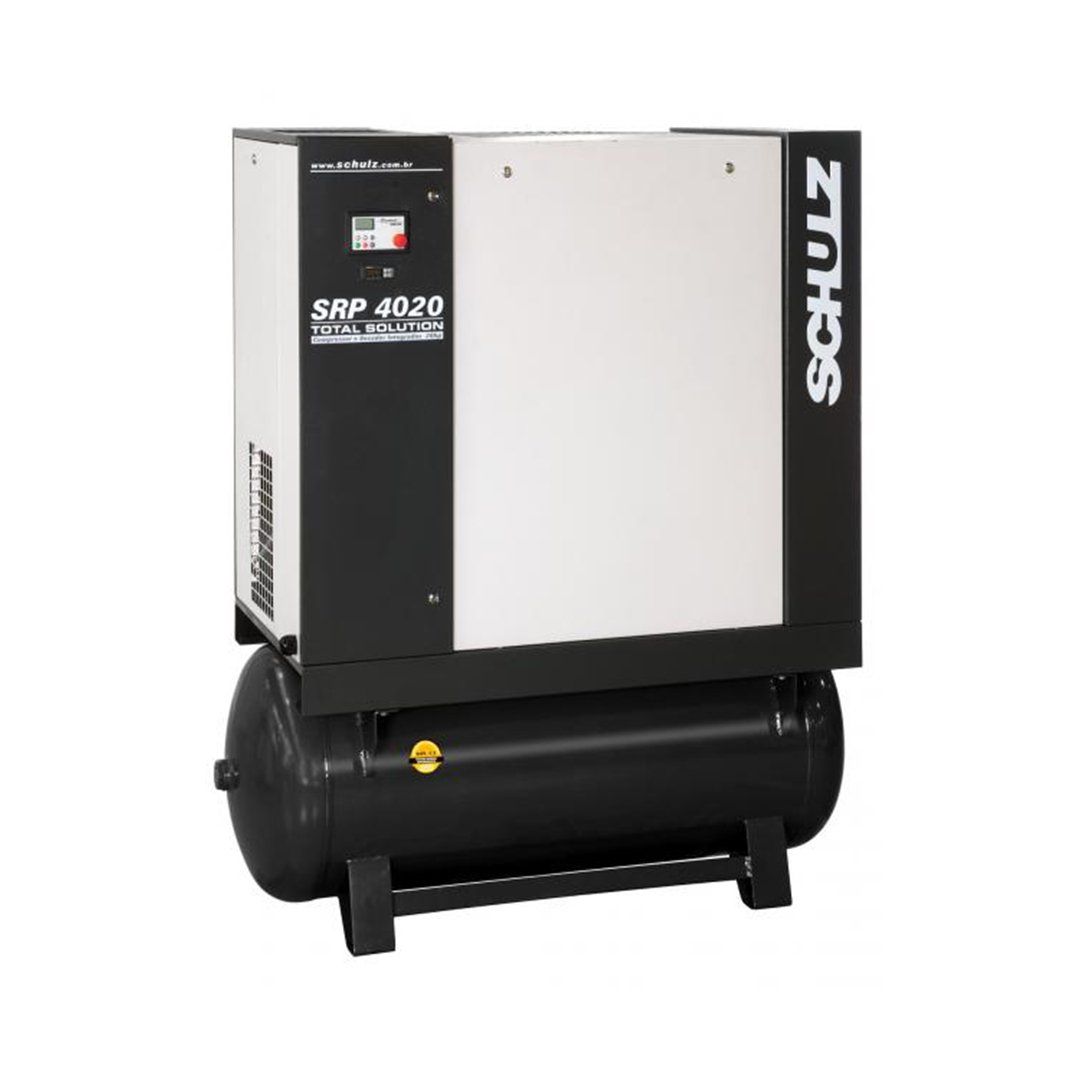 A schulz air compressor with a tank attached to it