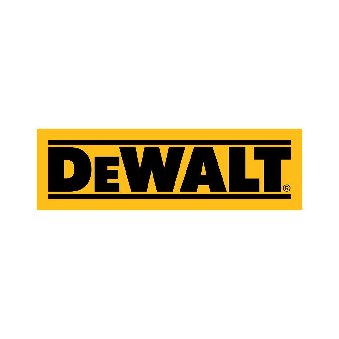 The logo for dewalt is yellow and black on a white background.