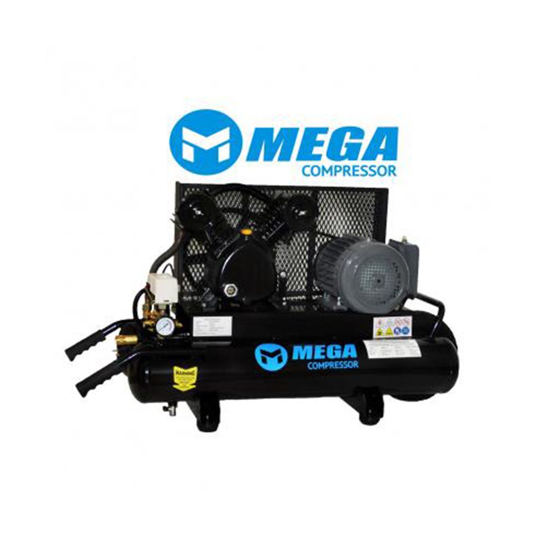 A mega compressor is shown on a white background