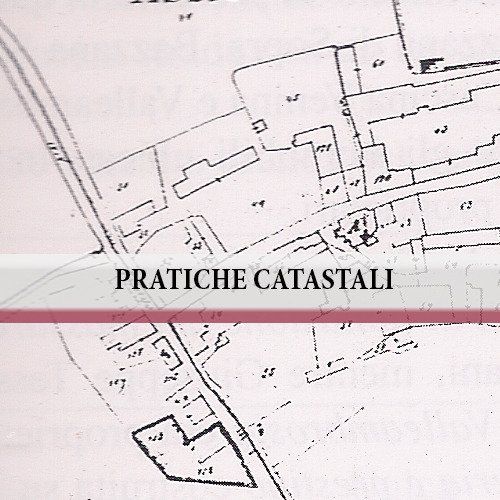 Un disegno di un progetto e la scritta pratiche catastali