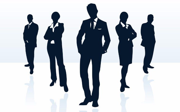 dark almost-silhouettes of men and women