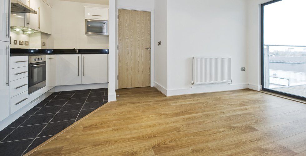 part wood, part tiled floor