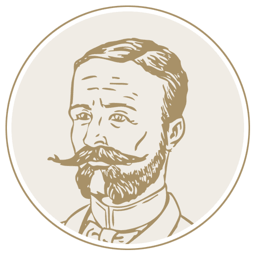 A drawing of a man with a beard and mustache
