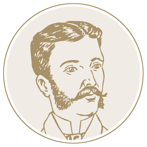 A drawing of a man with a beard and mustache