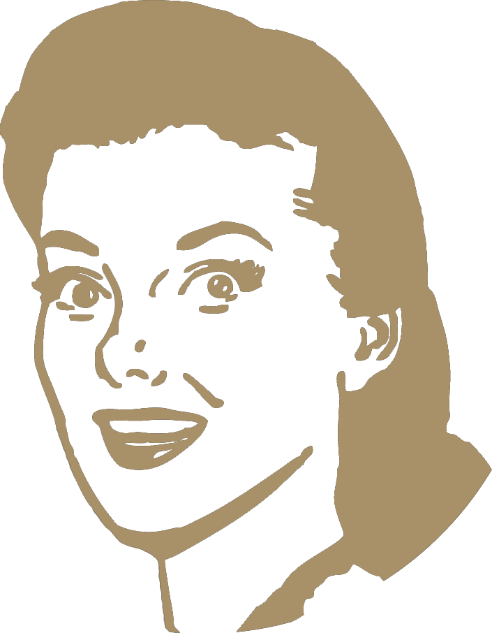 A drawing of a woman 's face with a smile on her face.