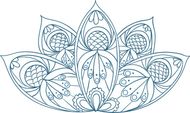 A black and white drawing of a lotus flower on a white background.