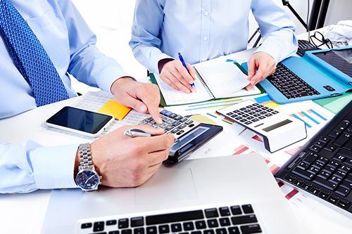 Accountant cross checking the accounts