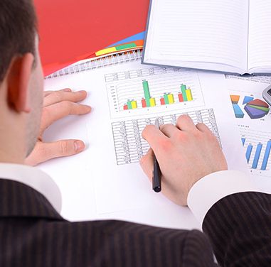 Professional working on data