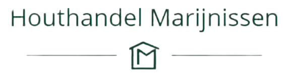 Houthandel Marijnissen Logo Houthandel Marijnissen logo with a house icon between two lines.